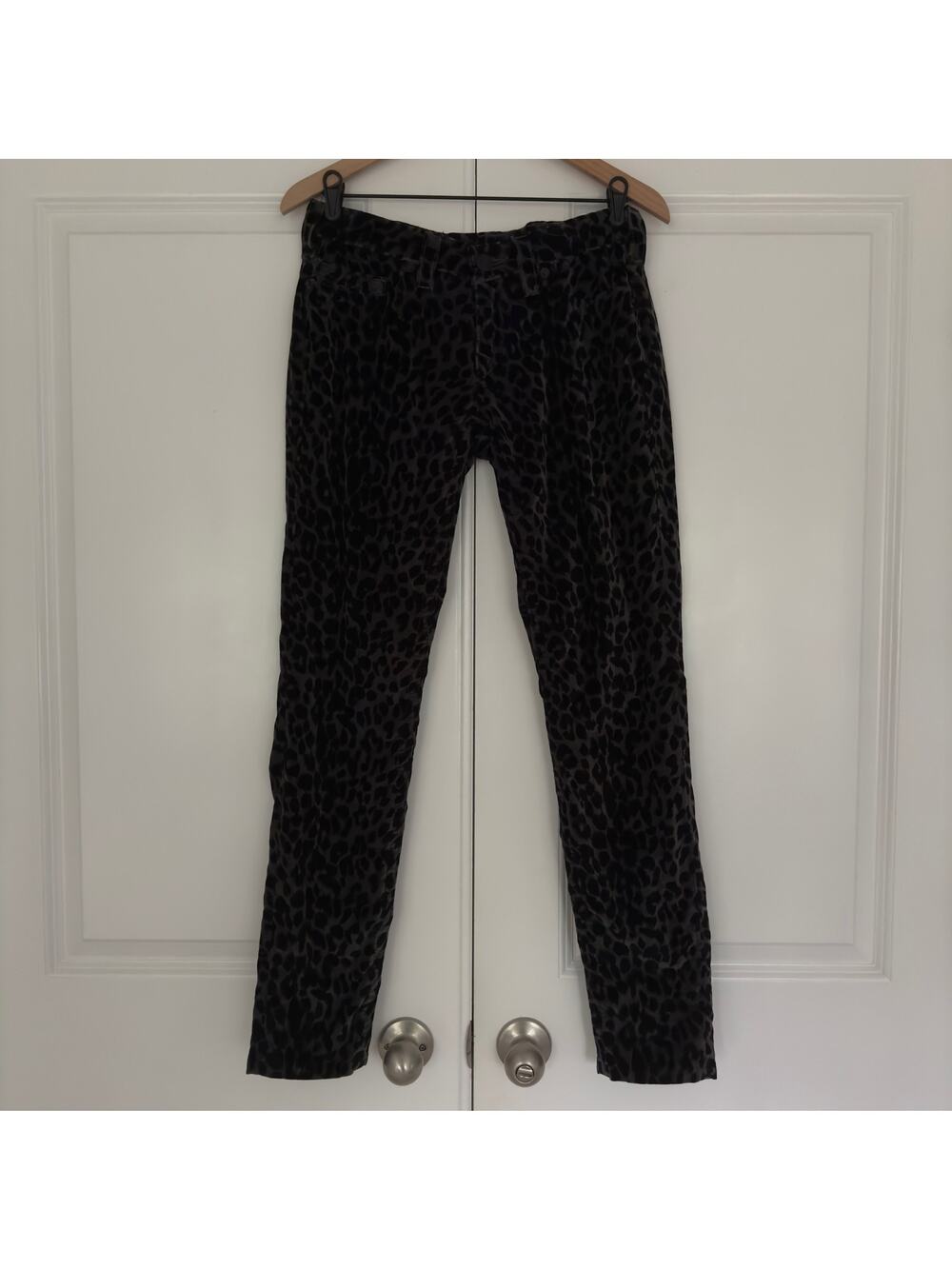True Religion 100% cotton Velvet animal print pants 5-pocket belt loops USA made